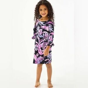 Lilly Pulitzer Black and Purple Patterned Fabric size M